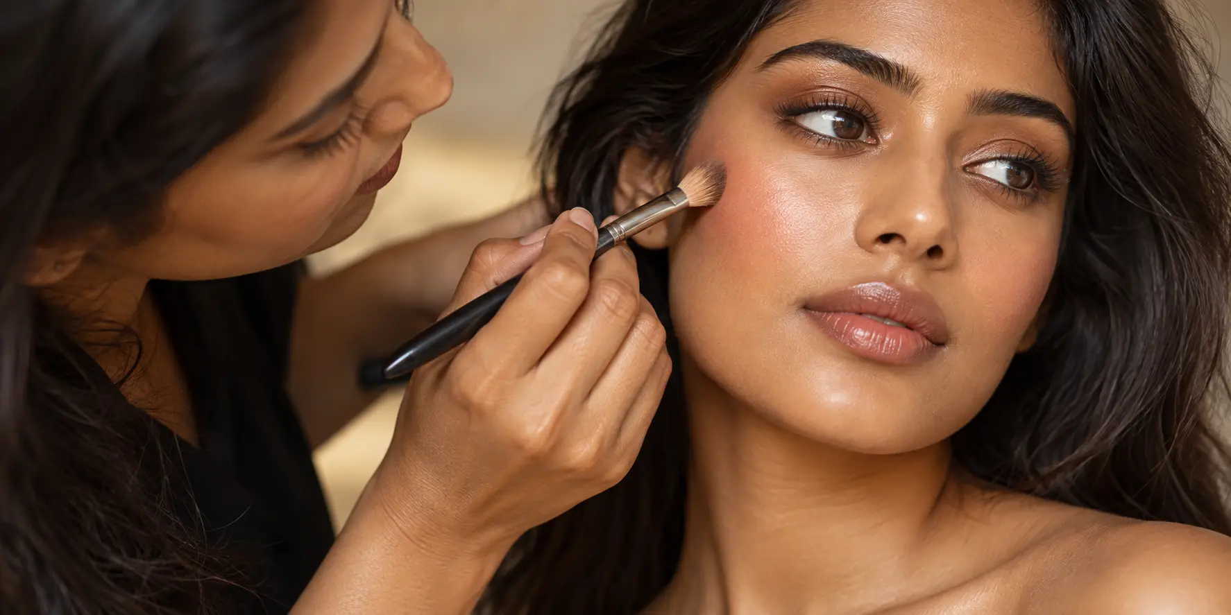 Makeup application on a model